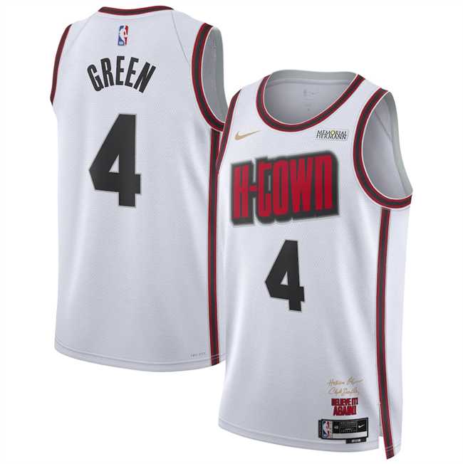 Men%27s Houston Rockets #4 Jalen Green White 2024-25 City Edition Stitched Jersey Dzhi->houston rockets->NBA Jersey
